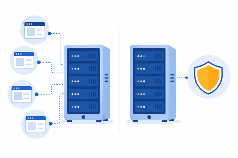 illustratie van het verschil tussen managed hosting en shared hosting