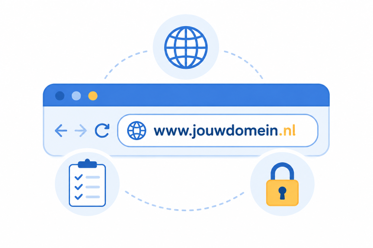 illustratie van een domeinnaam in een browser adresbalk