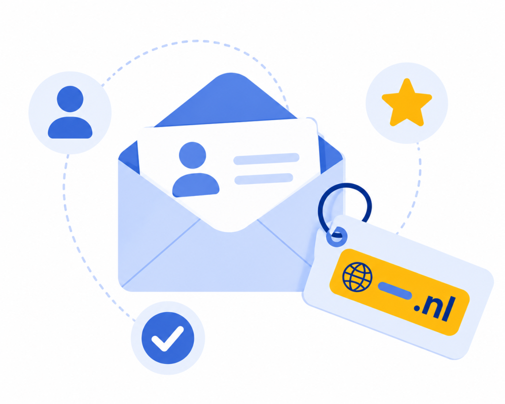 illustratie van een e-mailadres met eigen naam en domeinnaam