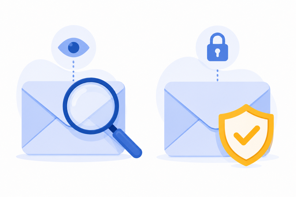 illustratie van e-mailprivacy versus e-mailsurveillance