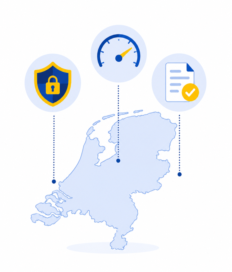 illustratie van de voordelen van hosting in Nederland