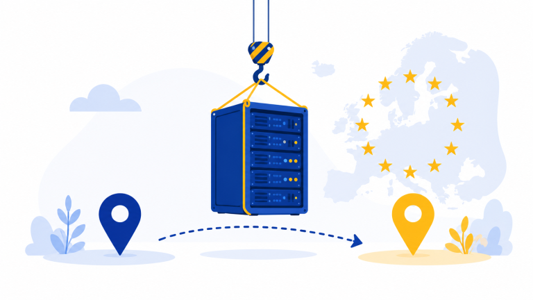 Illustratie van het verhuizen van een website naar een andere hostingprovider